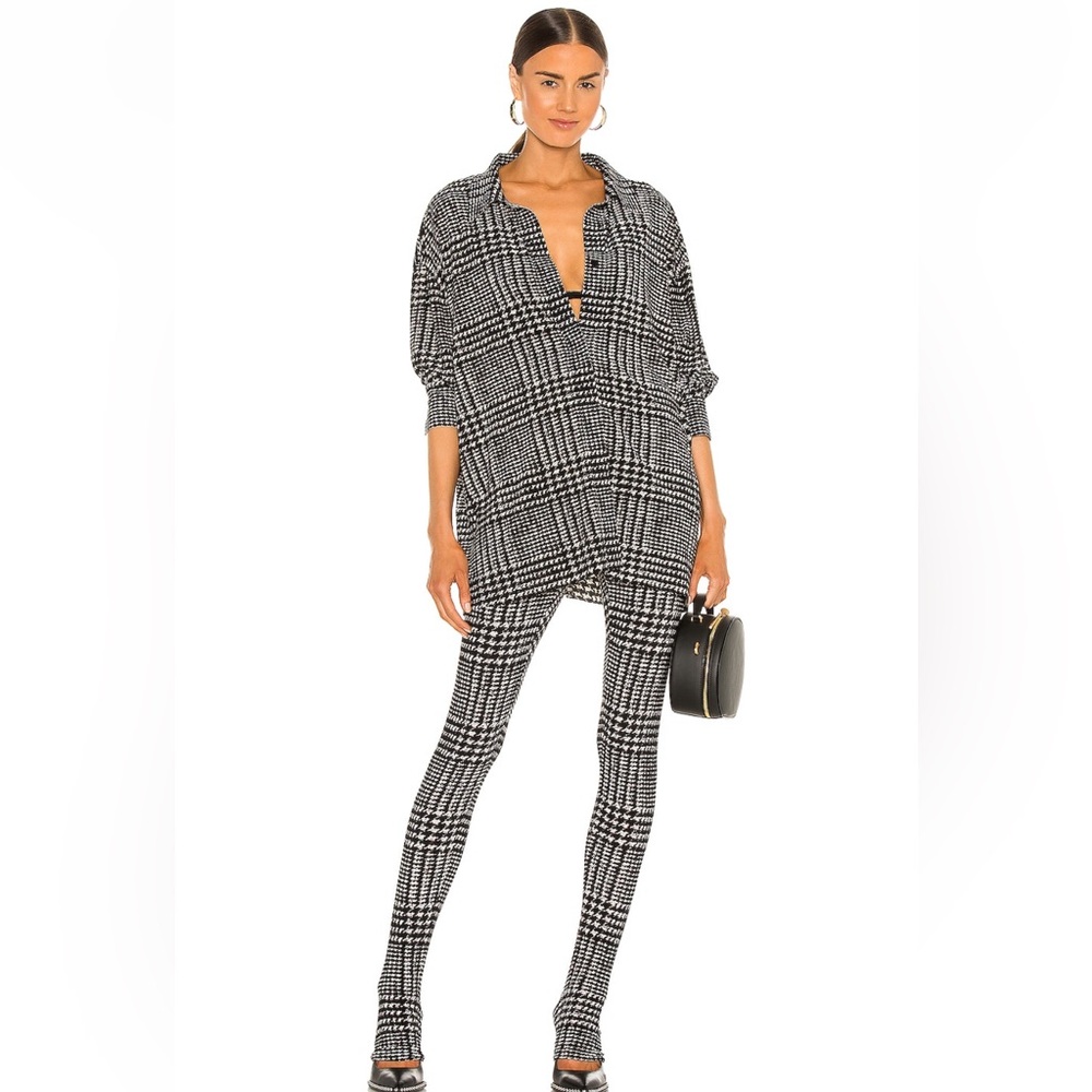 Norma Kamali Oversized Boyfriend NK Shirt in Large Glenn Plaid Tweed